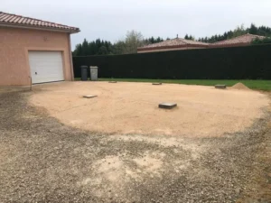 Création d'un parking en 0/20 calcaire - entreprise de terrassement